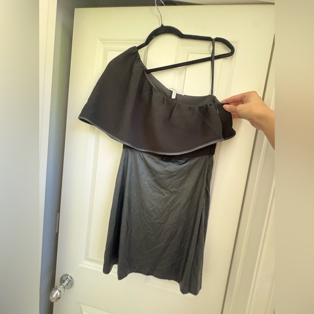 BCBGeneration Black One-Shoulder Ruffle Cocktail Dress